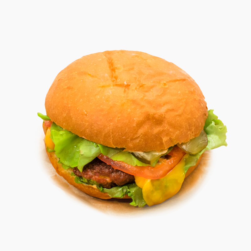 Бургер с котлетой из говядины и свинины