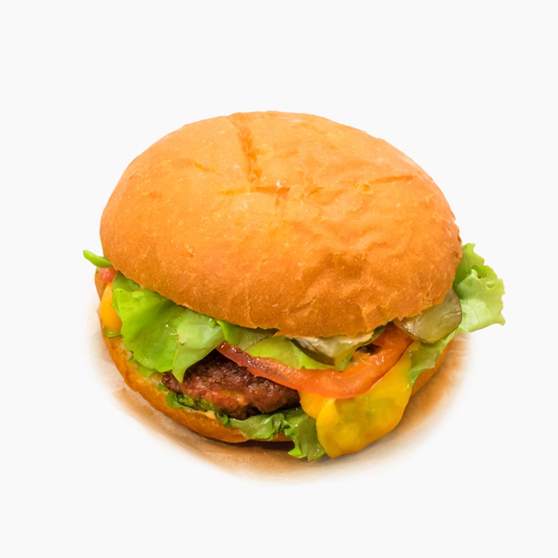 Бургер с котлетой из говядины и свинины